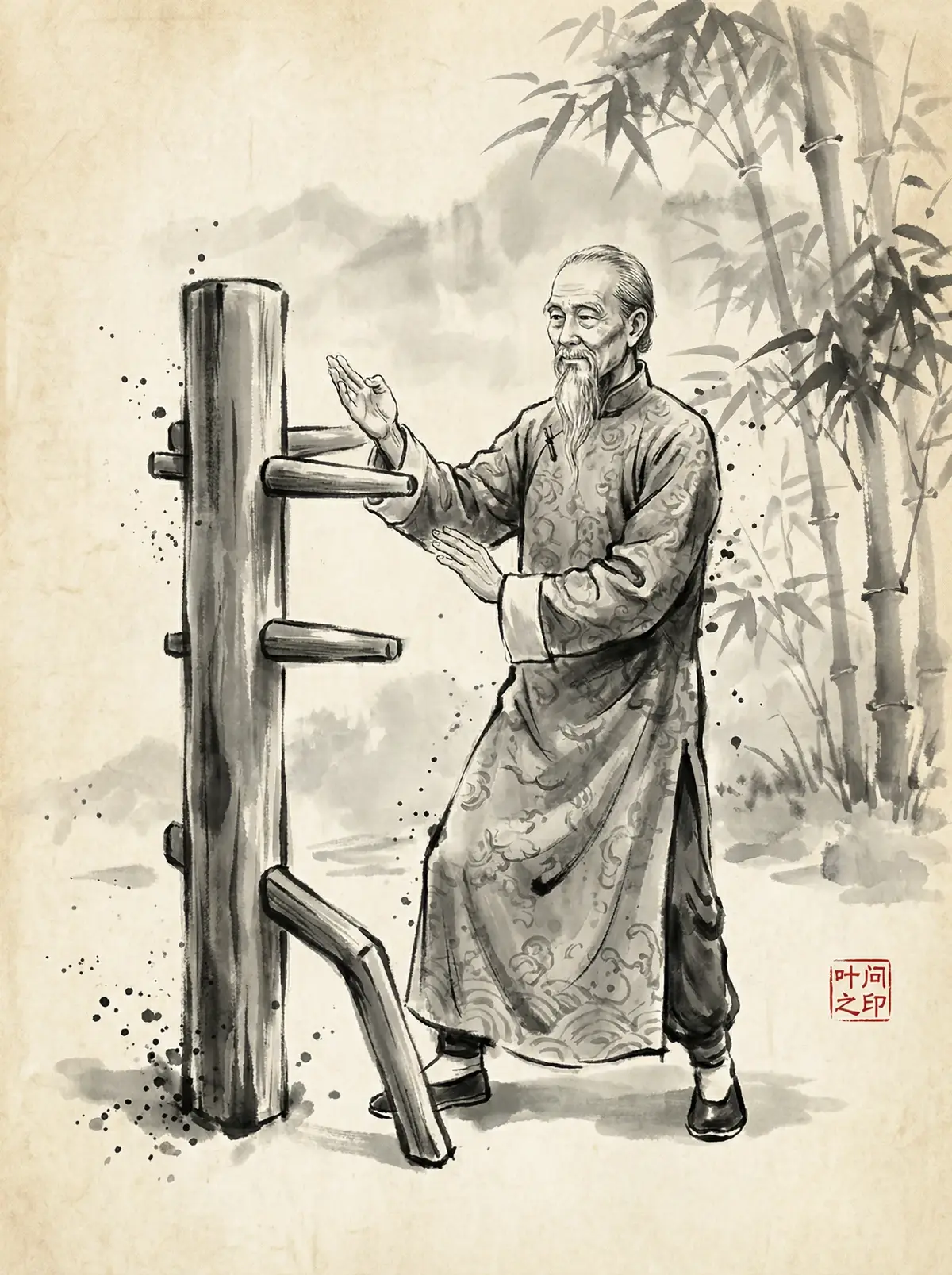 咏春宗师叶问水墨肖像 - 四虎tv